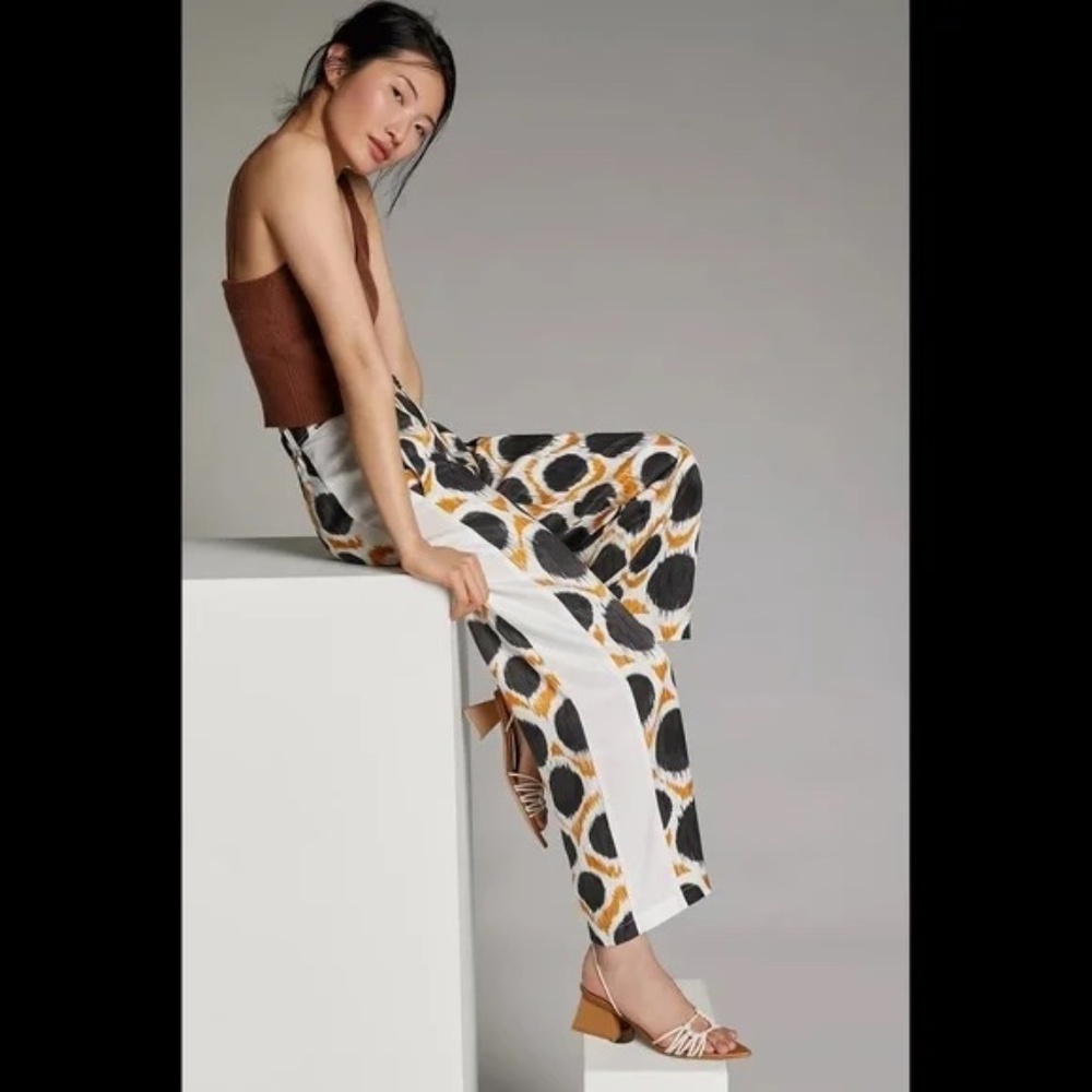 Anthropologie Maeve Wellesley wide Leg Crop Printed Pants 4 - Picture 8 of 8